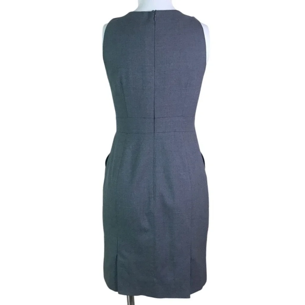 J‎ CREW DARK GREY WOOL SLEEVELESS SHEATH DRESS